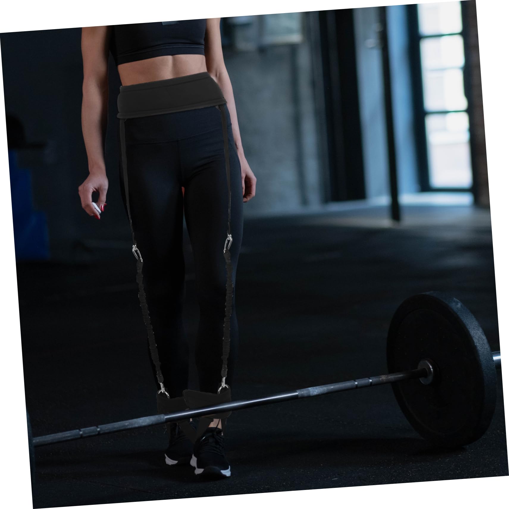 Set di Bande Elastiche Resistenza Fitness Nero, 1 Pezzo | Tessuto a Griglia e Lattice, Palestra o Ufficio, Allenamento Gambe e Fianchi per Uomo