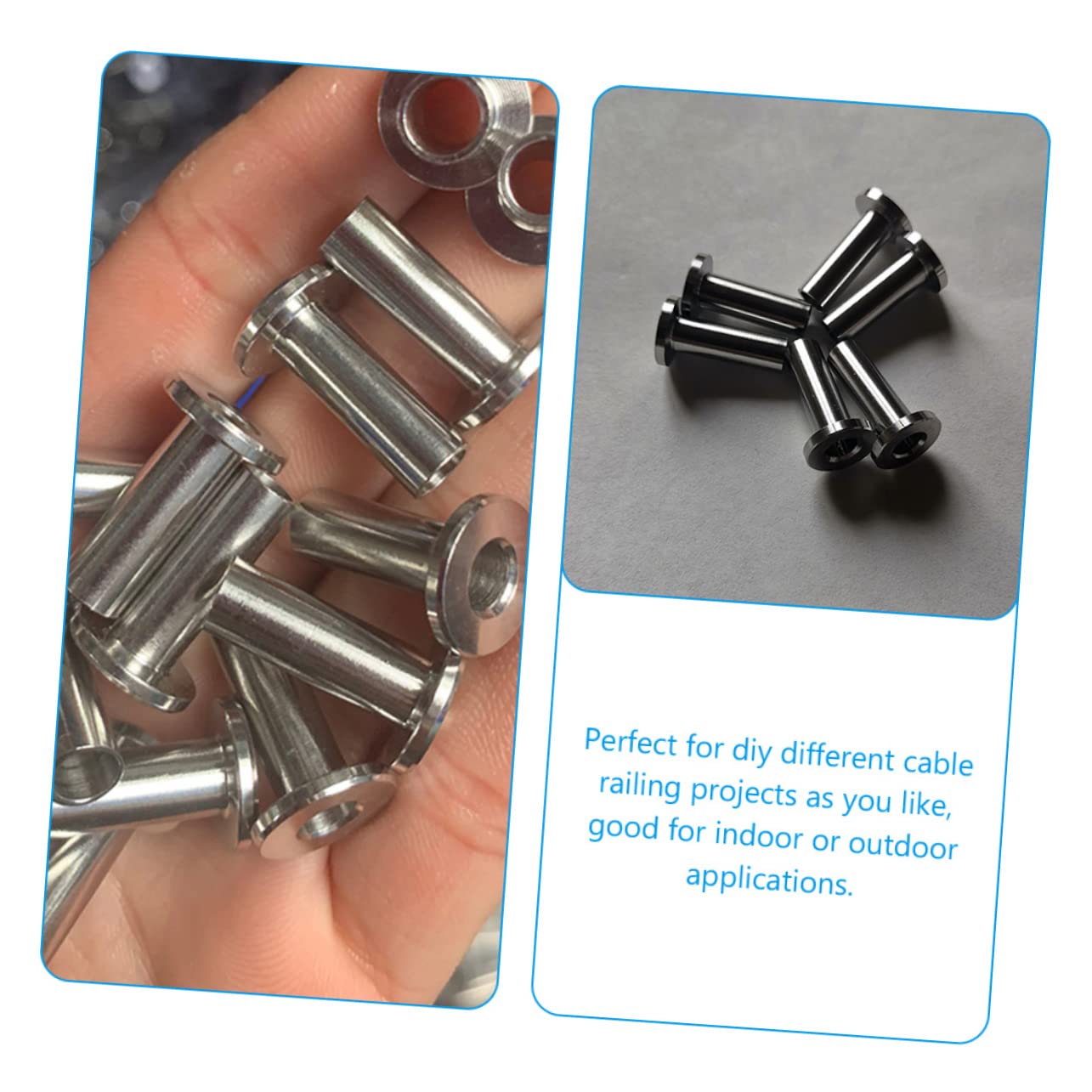 80pcs Cable Railing Hardware Stainless Steel Sleeves Wire Rope Protectors for DIY Projects