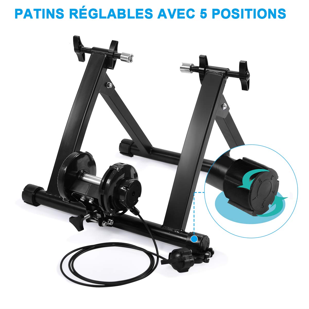COSTWAY Home Trainer Vélo Magnétique pour Roue 26-28’’ 700 C Entraîneur Turbo de Vélo Pliable Noir en Acier Charger Max 150KG