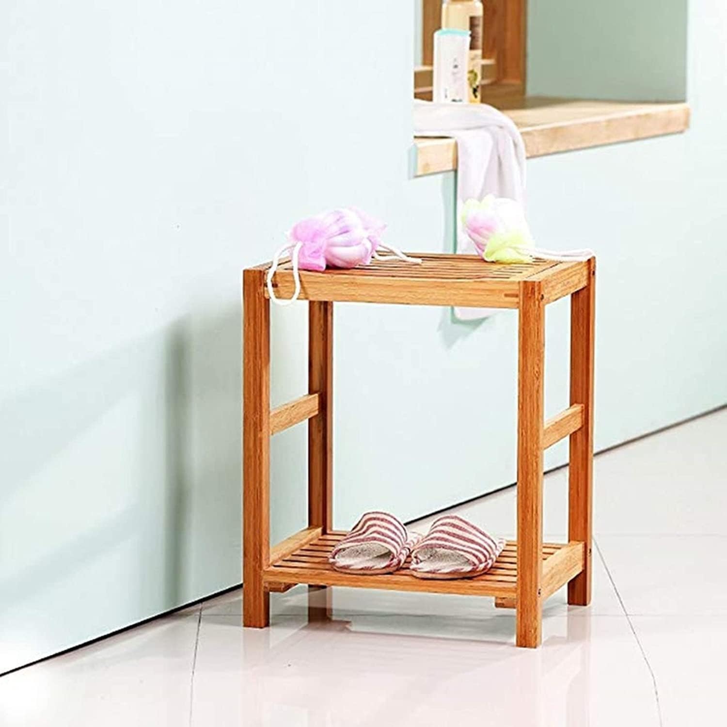 Sgabelli per doccia Sgabello da Bagno Sgabello da bagno in bambù premium: design impermeabile, robusto ed elegante per il massimo comfort e sicurezza nella doccia o nel bagno WEWYQSJXBXF-31116