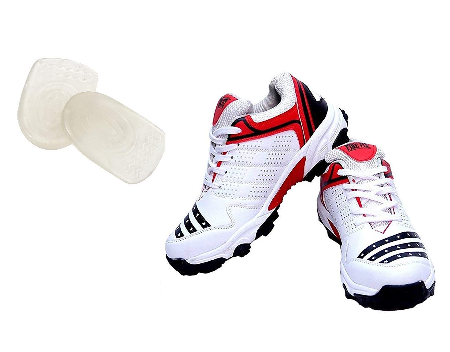 All Rounder Cricket Shoe PU Light Red White with Silicone Gel Pad Pain Reliever Pair-image-13