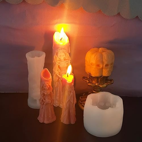 Miniatura 8 de Moldes de vela 3D para hacer velas molde de silicona perfumado de fantasma molde de vela de calavera de terror molde de fundición de resina de