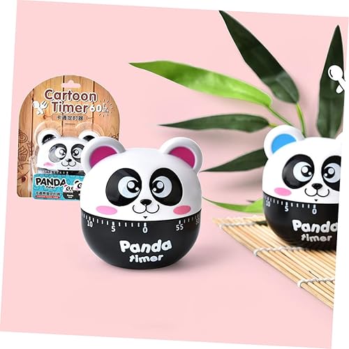 Miniatura 7 de Hemoton Panda - Temporizador mecánico de cocina, temporizador mecánico de panda, temporizador de panda lindo para cuenta regresiva manual de 60