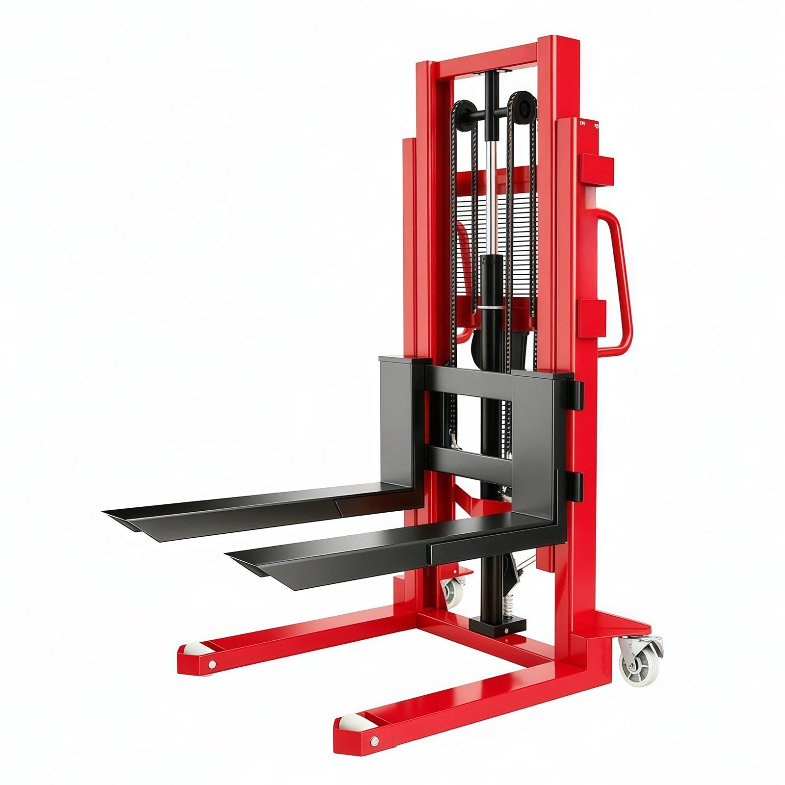 Warehouse Double Mast Manual Stacker 1000kg 100cm Fork with Brake for Warehouse High Shelf