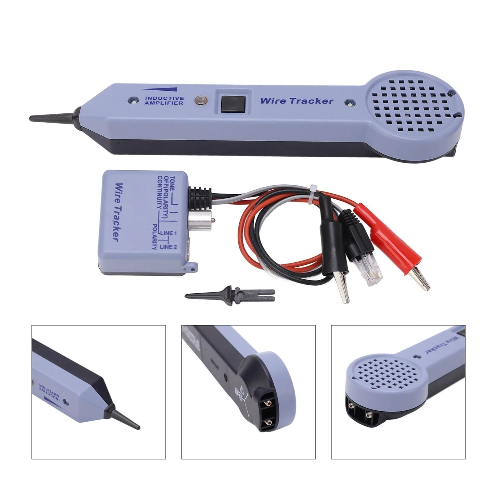 Kit de generador tonos y sonda, kit comprobación rastreo cables red, amplificador inducción ajustable, detector tóner cable