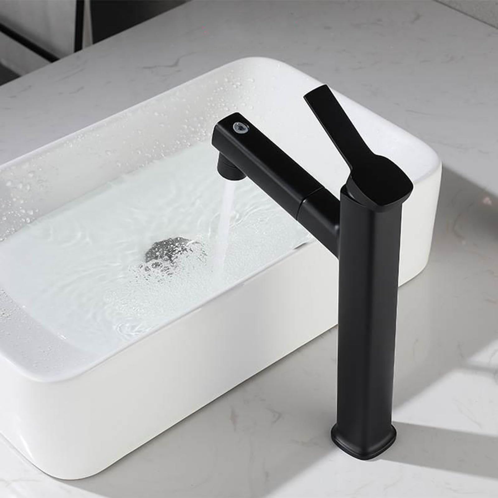 Grifo de baño Cromado de Arco Alto con rociador desplegable 3 Modos Construcción de fácil instalación Uso en Cocina y baño