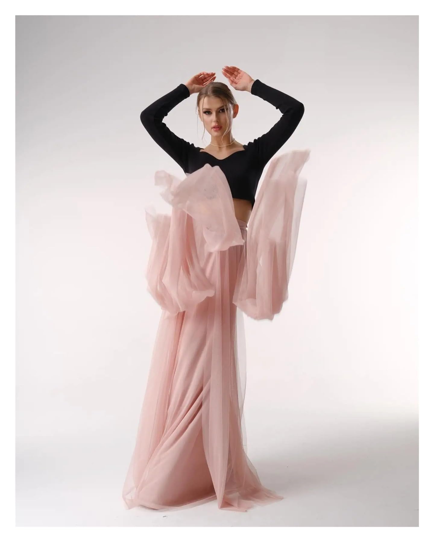 Faldas de fiesta tul suave rosa rubor danza bastante fluida