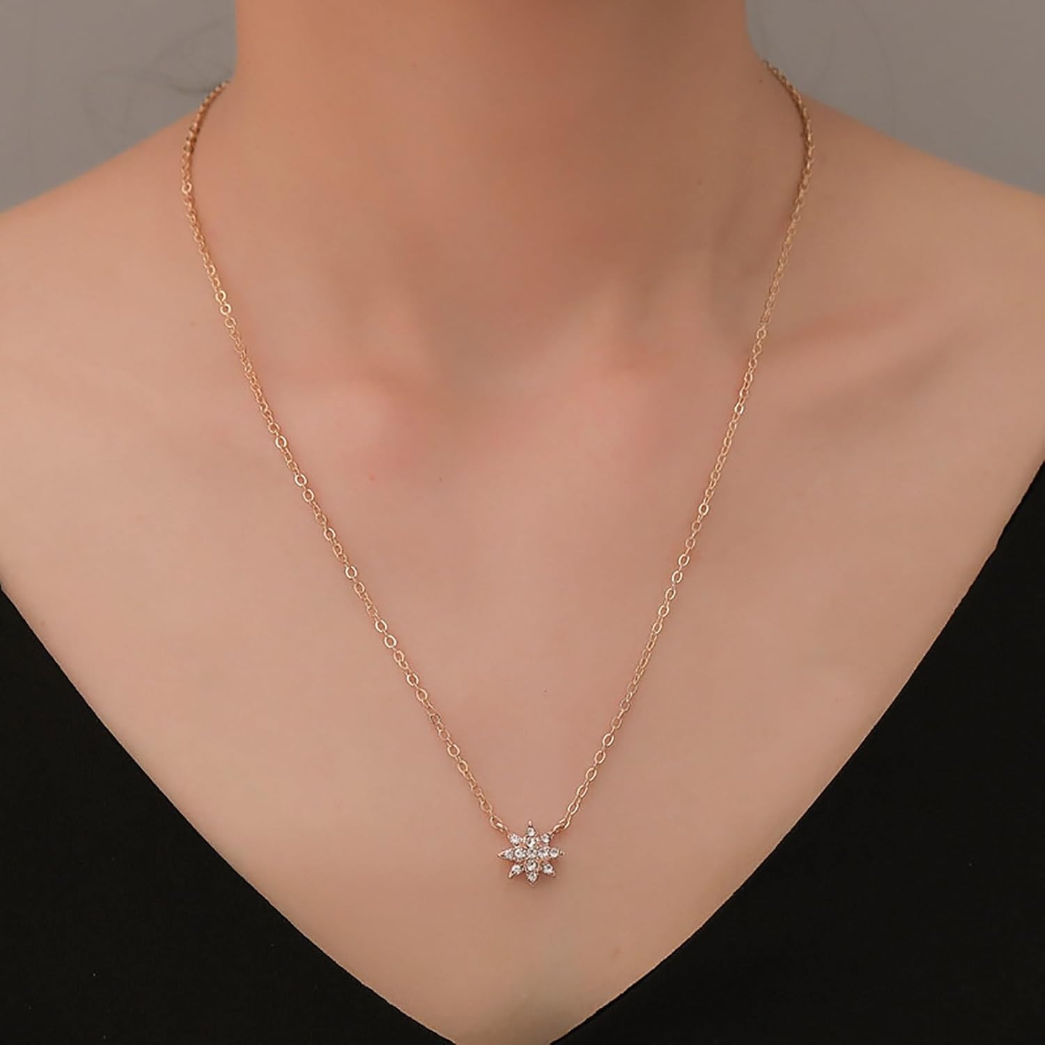 Andelaisi Boho Rhinestone Star Choker Necklace Gold Crystal Starburst Necklace Choker Vintage Star Pendant Necklace Sparkly Cz Star Necklace Jewelry for Women - Image 2