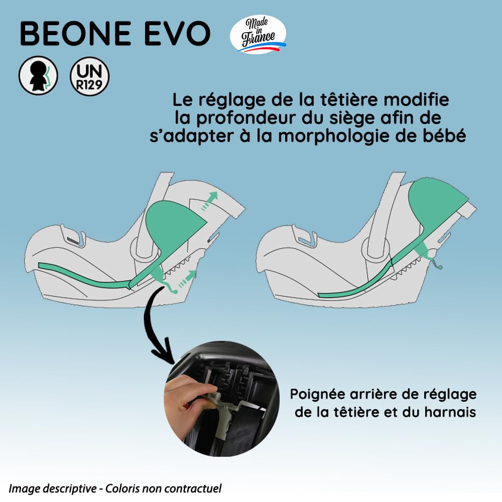 Nania Poussette combinée 3 en 1 GIULIA Siège auto BEONE EVO i-Size 40-85 cm Groupe 0+ 0-13 kg Dos route Sac à langer habillage pluie inclus
