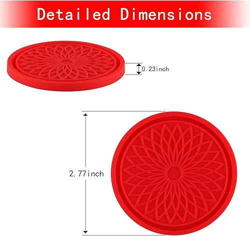 Miniatura 7 de GaRhomxy Portavasos para automóvil, 4 portavasos antideslizantes con diseño de flores incrustados en posavasos decorativos, accesorios universales