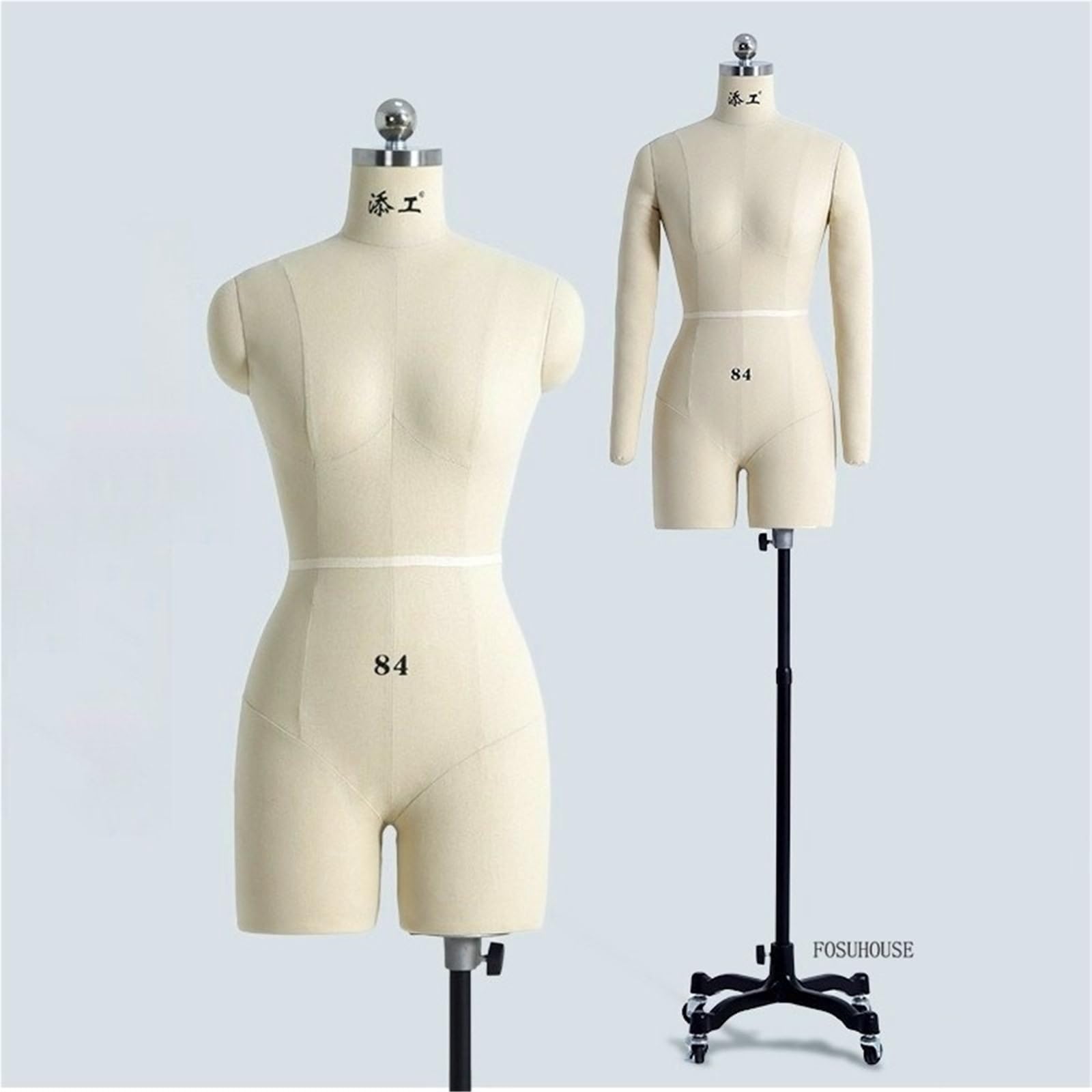 Schneiderpuppe Leinenbezug Körper weibliche Schaufensterpuppen mit Beinen for Kleidung Design Büste Nähen Schneider Schaufensterpuppe Kleid Display Stand Can Pin(84-Note Size)