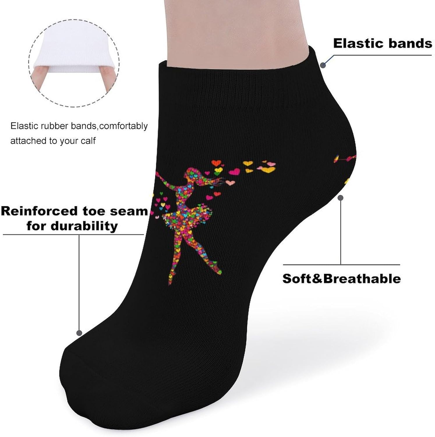 Baton Twirling Women Dancing 5 Pairs Ankle Socks for Men Women No Show Low Cut Athletic Short Socks