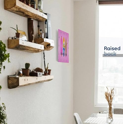 Miniatura 4 de 3dRose Wall Clock Silent - 15 inch - Pink Born to surf with Three Retro Surfboards. - Creative Studios  Surfing