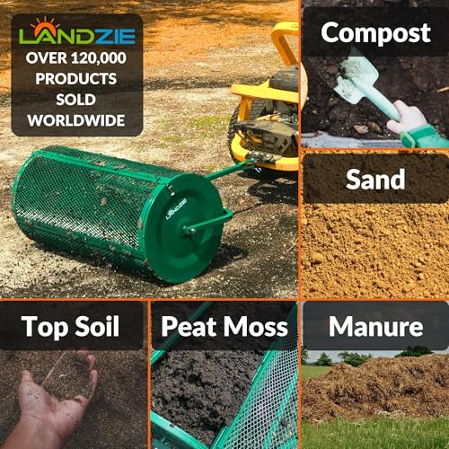 Image of LANDZIE - Compost Spreader 36 Inch, Peat Moss & Top Soil Roller