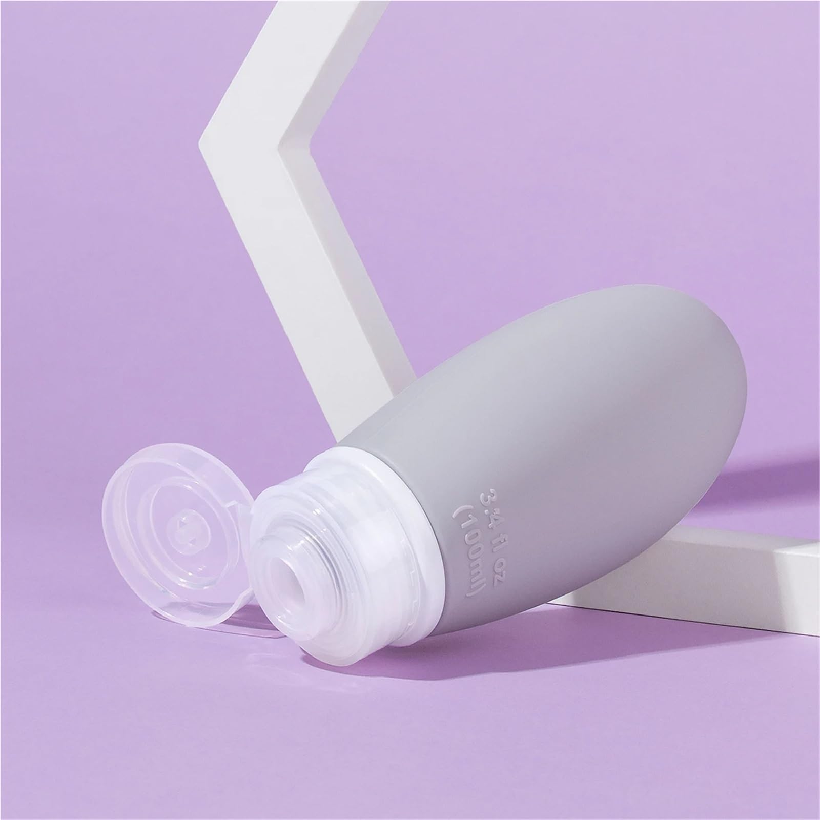XIEHYA 6Pc 100ml Travel Size Toiletries Leak Leakproof Silicone Lotion Bottles Containers For Shampoo Conditioner Face Body Wash For Toiletries(Light Grey)