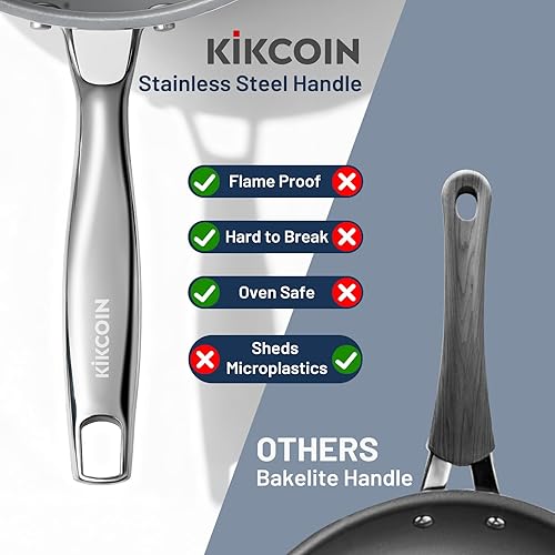 Miniatura 6 de Kikcoin Sartén antiadherente de cerámica  3 tamaños de sartenes para tortilla para cocinar saludablemente, sartén para huevos de 8 + 9.5 + 11