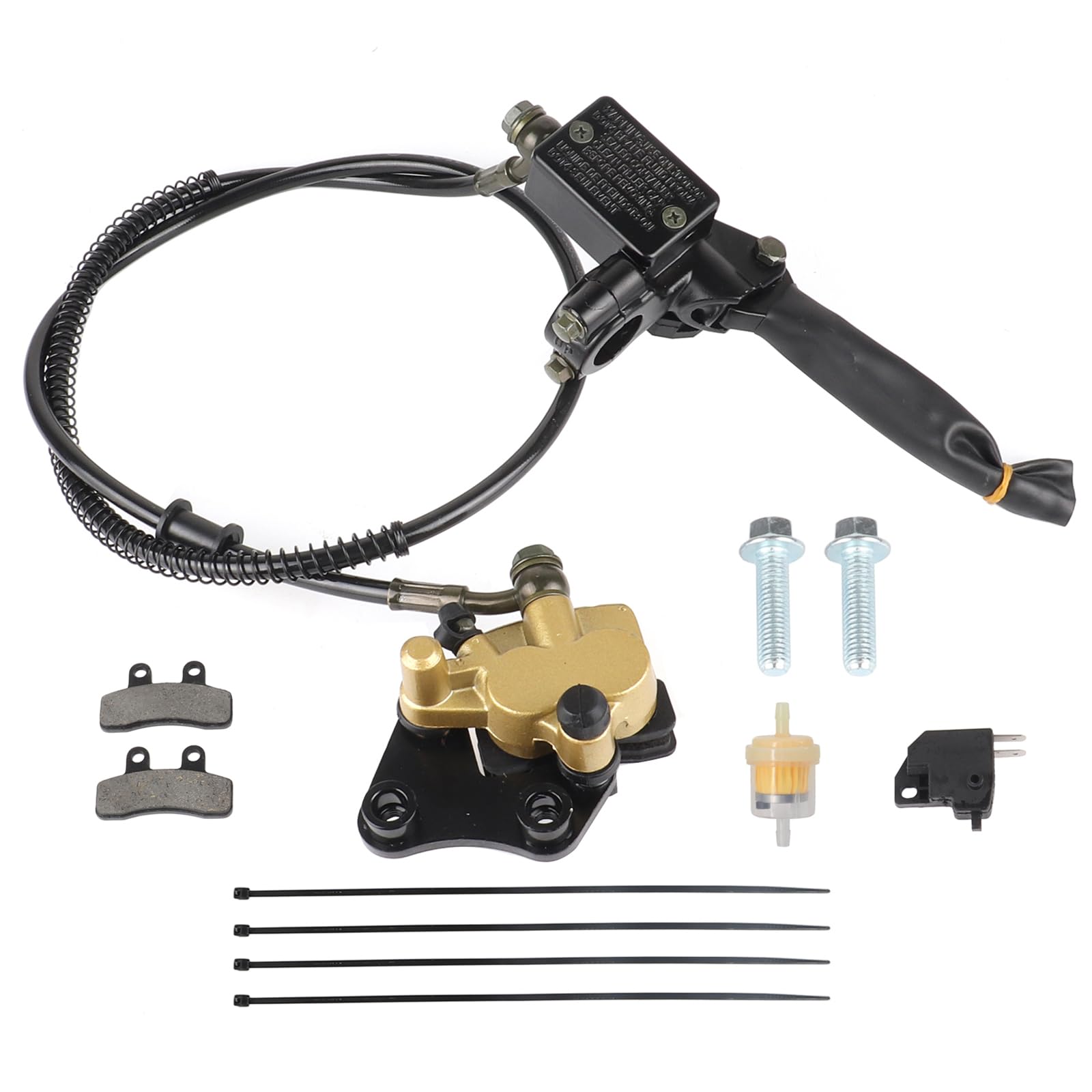Front Disc Hydraulic Brake Master Cylinder Caliper Assembly and Pads for 50cc 70cc 90cc 110cc 125cc SSR Apollo RFZ Taotao Coolster SDG Chinese Pit Dirt Bike Parts
