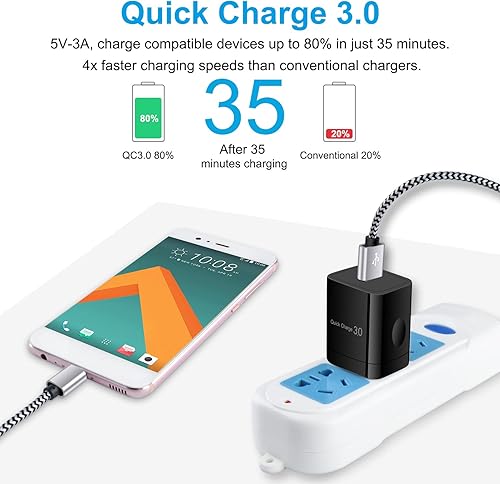 Miniatura 2 de Cargador rápido 3.0 de carga rápida para LG Velvet 5G Wing, LG Stylo 4 5 6, LG G5 G6 G7 G8 G8X V20 V30 V40 V50 ThinQ, K51 K61 K71 K92