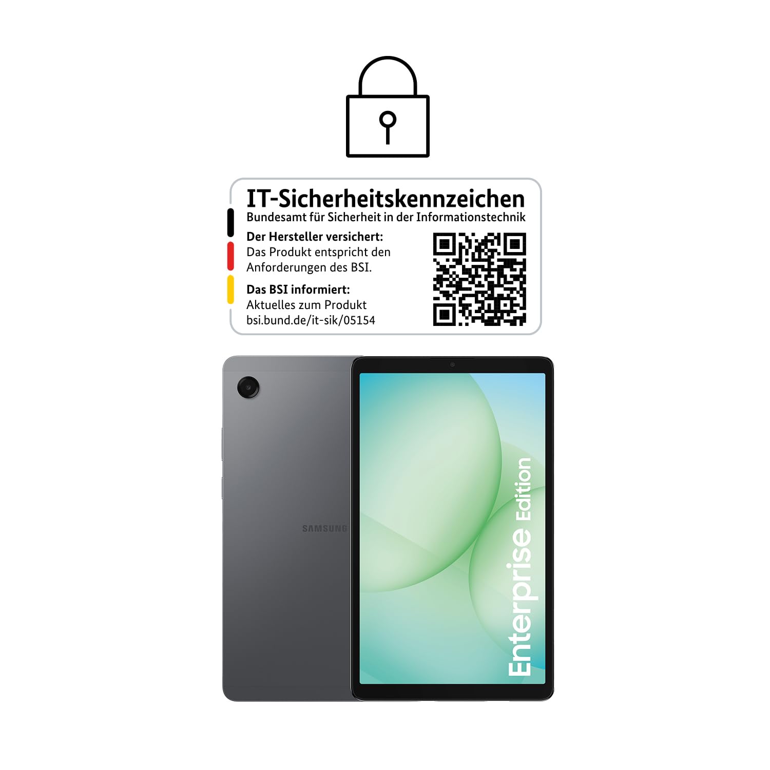Samsung Galaxy Tab A11 Enterprise Edition, Android Tablet, 8,7 Zoll Display, 64 GB Speicher, 4 GB RAM, Dolby Dual-Lautsprecher, LTE, 1 Jahr Knox Suite, 3 Jahre Herstellergarantie, Grey