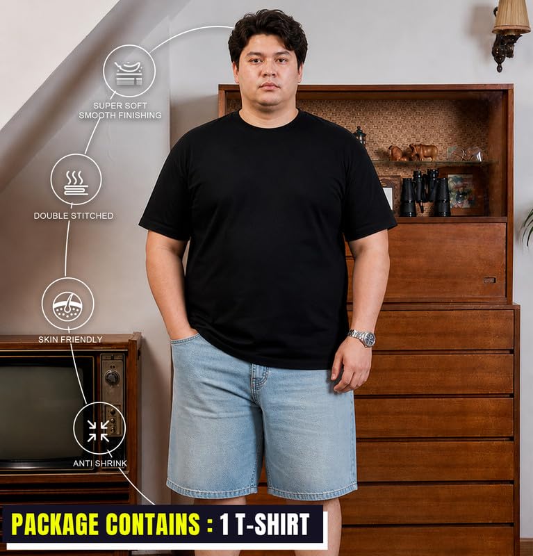 Image of SLEEPY NUTS Men's Everyday Wear Crew Neck Regular Fit T-Shirt | Half Sleeve Solid Plain Casual T-Shirt for Men | Soft Breathable Fabric |
