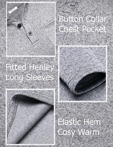 Coofandy B0B5QZWGGG_CA NARF Men'S Quater Button Down Casual Pullover Sweater Slim Fit Henley Top Grey thumb #3