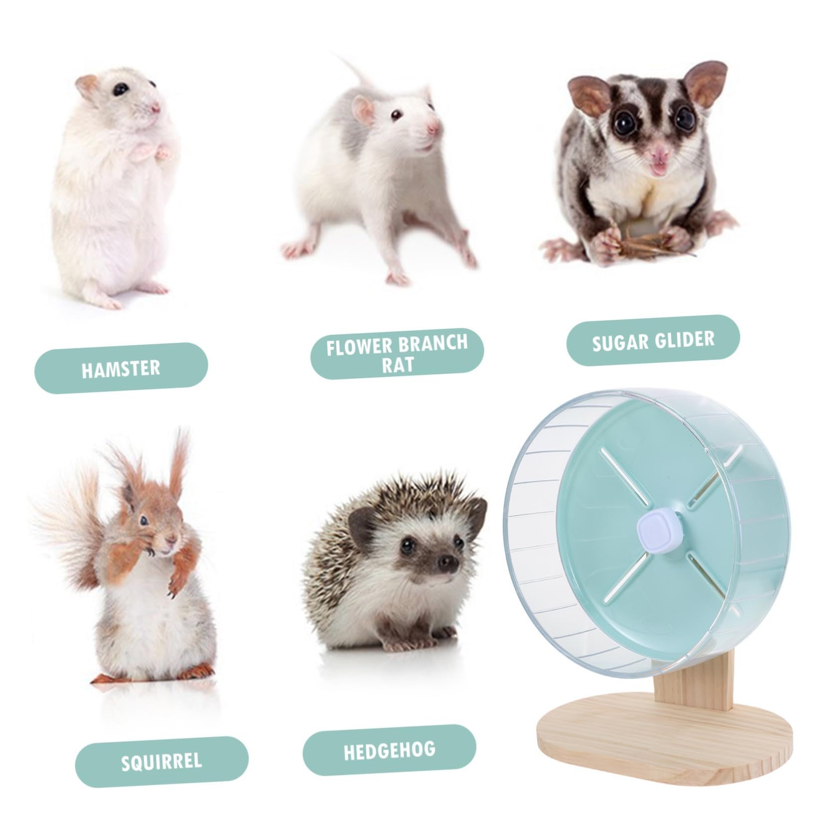 SUPVOX Rueda para Hámster Base Estable de Madera y Abs, Diseño Adorable y Silencioso para Jaula de Mascotas y Ejercicio de Pequeños Animales