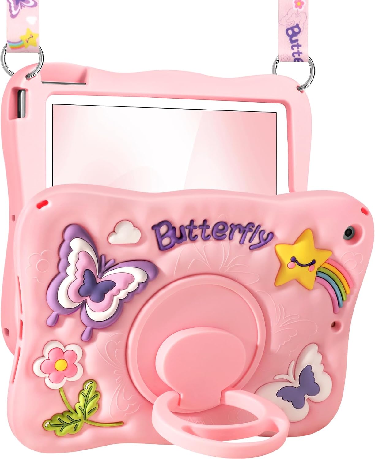 Kidcube iPad 第9世代/第8世代/第7世代用ケース 10.2インチ - 女の子用 キュート ガーリー 可愛い 3D バタ