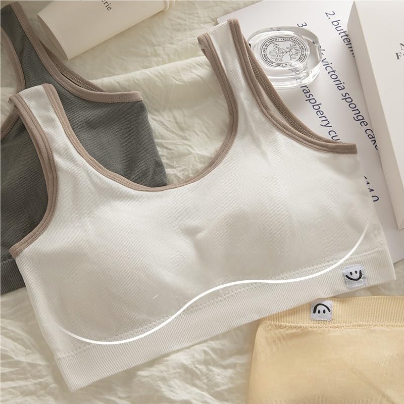 Image of Celary Girl's Sports Bra|Beginner Training Bra for Teens|Soft-Padded Wireless Seamless Crop Top|Teen Age Bra for Girls Age 12 to 17 Years|2 Piece Combo