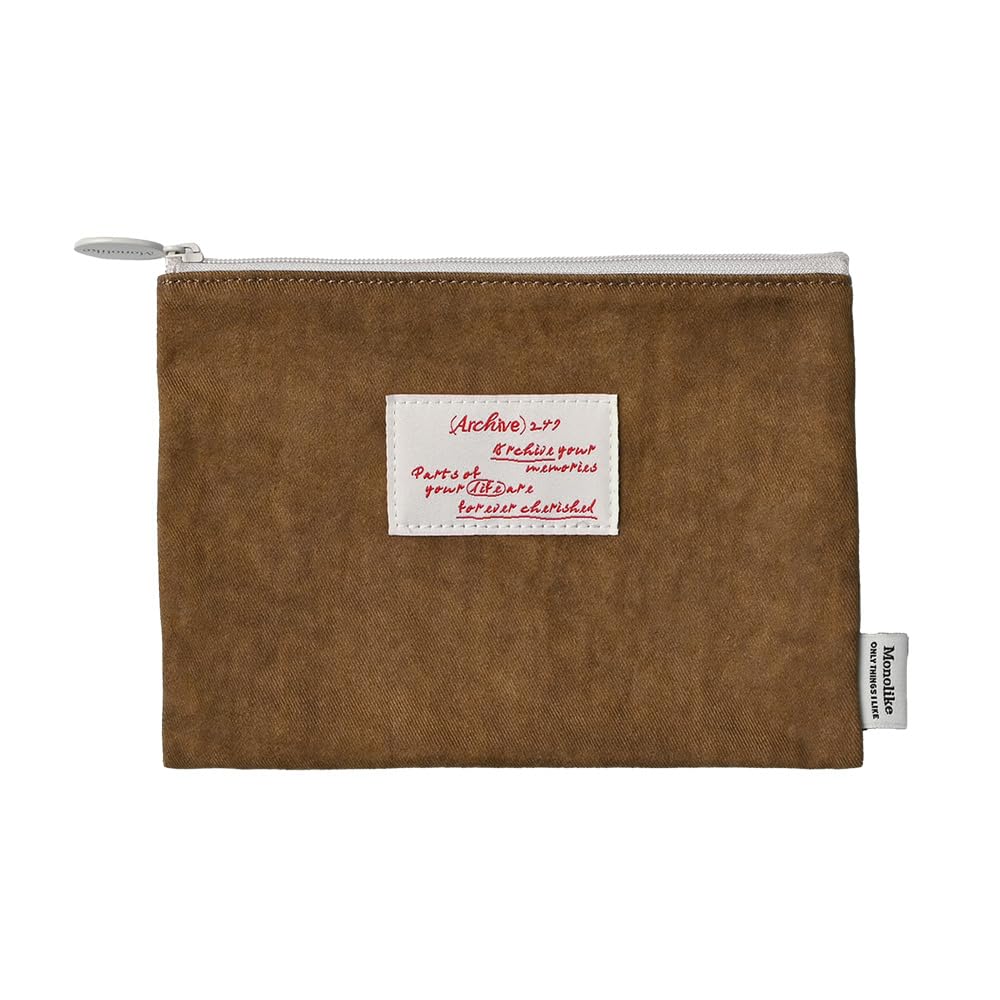 Monolike Archive 247 Faded Flat Pouch, Brown - Makeup Bag, Cosmetic Bag, Travel Bag, Toiletry Bag, Organizer, Storage Bag
