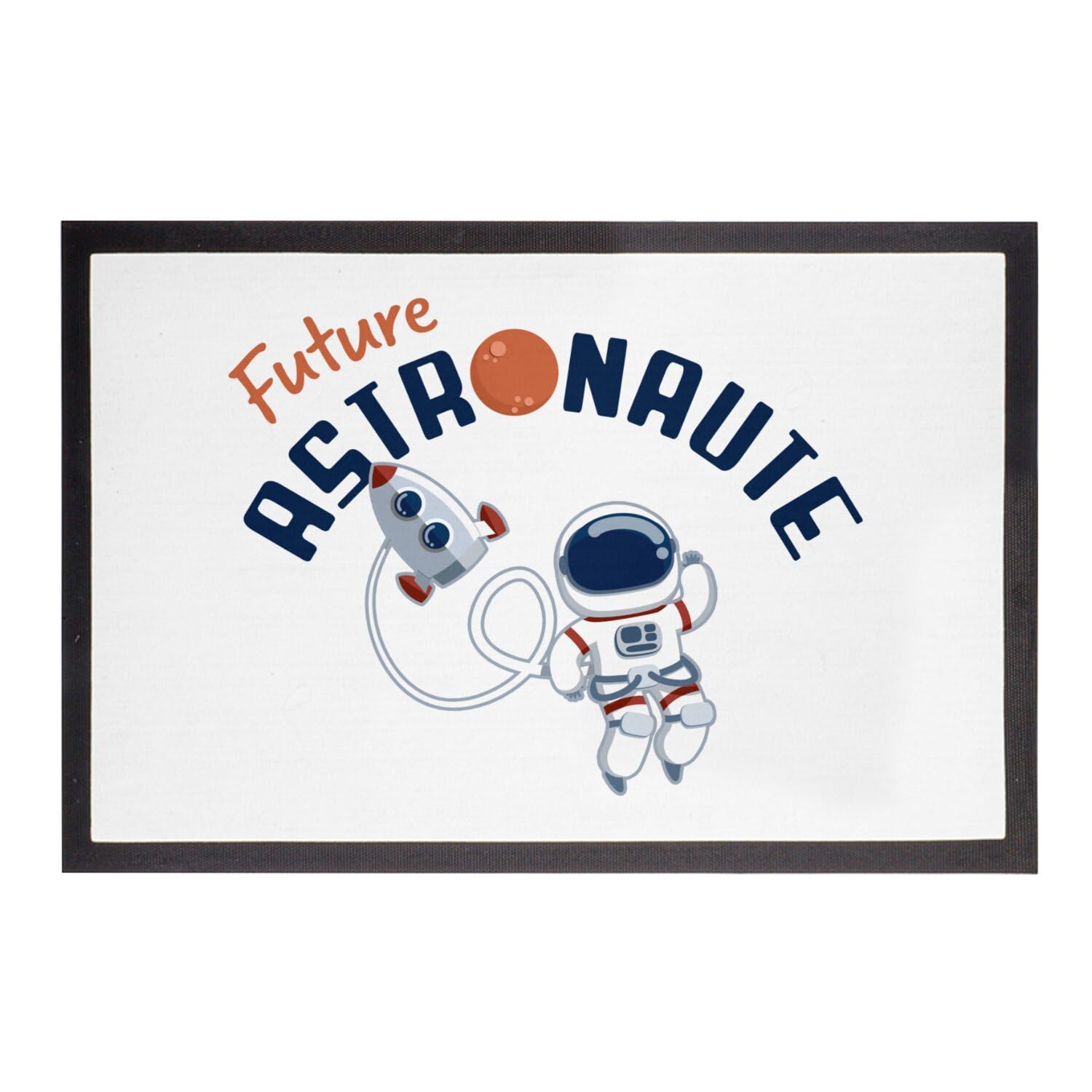 Paillasson Blanc Future Astronaute 75x50cm tapis de sol entrée imprimé ciel et lune