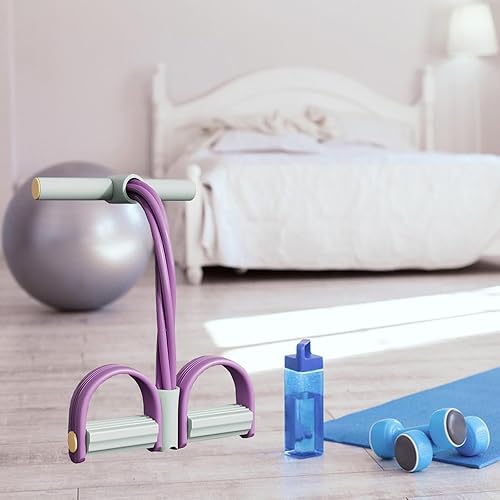 Miniatura 7 de Cuerda de tensión de 4 tubos, multifunción, elástico, pedal de yoga, tirador de banda de resistencia, cuerda de tensión, equipo de fitness para