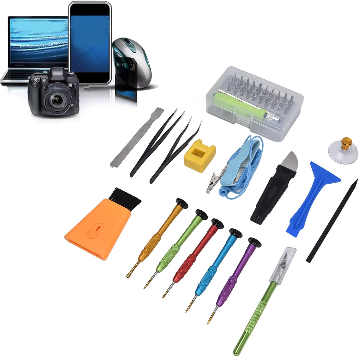 Electronic Tool Kit, Electronic Device Repair Tool Kit, Precision Equipment Maintenance Set with Storage Bag for Phone Computer Watch, Hand Tool Sets