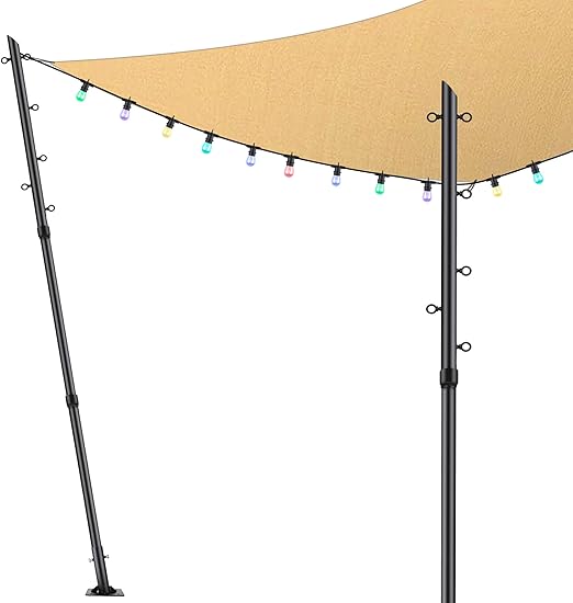 BRILLIHOOD Shade Sail Poles, 9Ft Sun Shade Post with 75 Base, Heavy