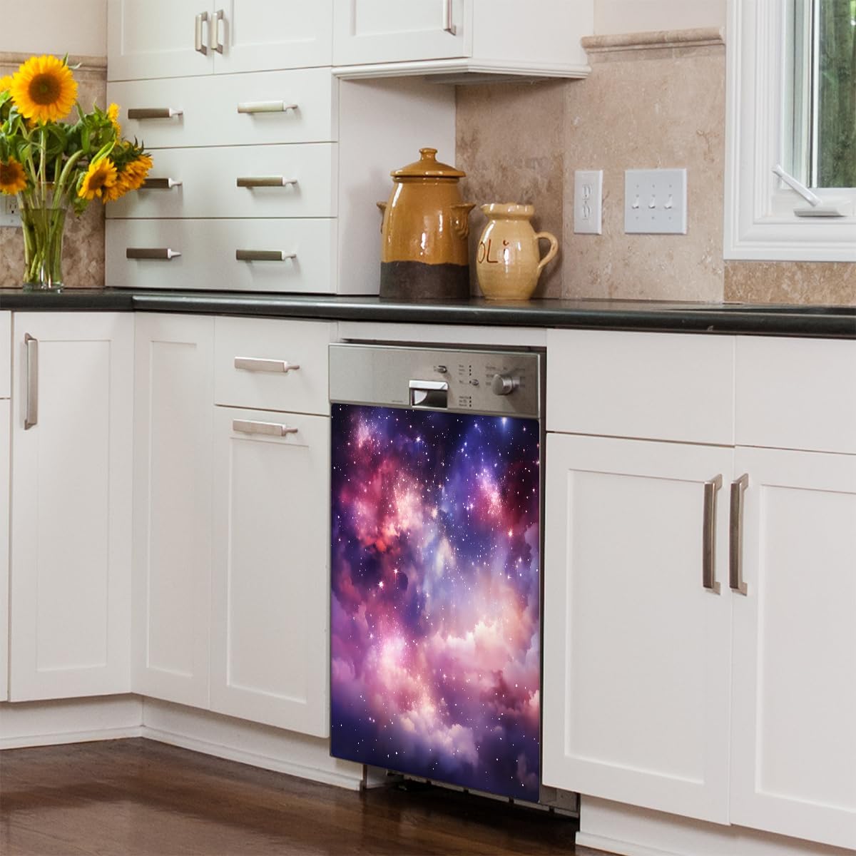 Dishwasher Magnet Cover Galaxy Starry Sky Nebula Decorative Magnetic Dishwasher Door Cover Panel for Kitchen Home Decor Refrigerator Decals Washing Machine stickers 23"x26"