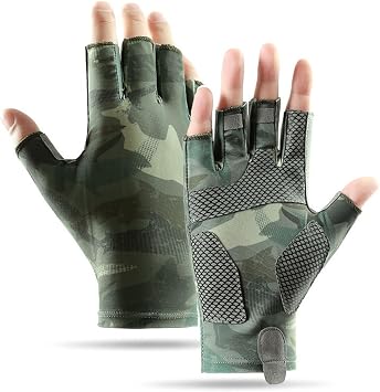 Sun Gloves UPF 50+ Fishing Gloves, Fingerless Sun Protection UV Protection Fishing Gloves Men/Women for Kayaking, Hiking, Paddling, Driving