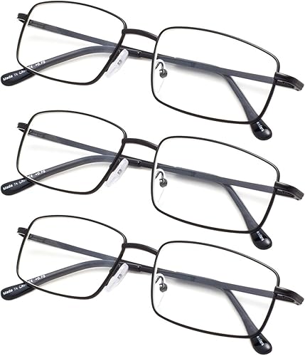 Miniatura 3 de Gr8Sight Paquete de 3 lentes de lectura rectangulares grandes con patillas de primavera para hombre, Mezcla de 3 pares.