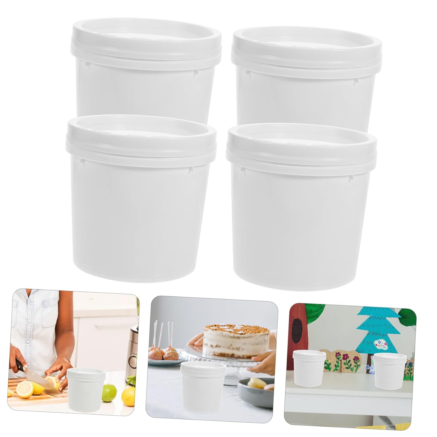 Zerodeko 16pcs Portable Paint Bucket Water Storage Buckets Lids Detailing Handle Empty Paint Can Lid