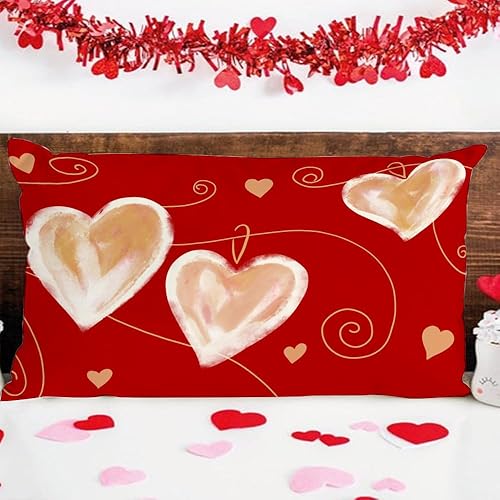 Miniatura 3 de JXZYGMD Fundas de almohada para el día de San Valentín de 12 x 20 pulgadas, diseño de corazón de amor para el día de San Valentín, fundas de