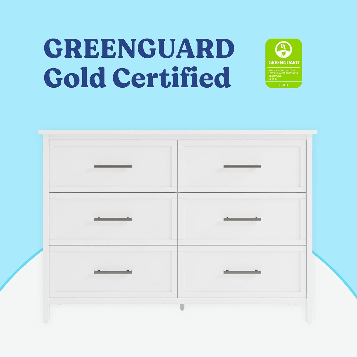Graco Classic 6-Drawer Dresser – GREENGUARD Gold Certified, White Dresser for Bedroom, Kids & Nursery Storage Chest, Safety Interlocking Drawers, Pre-Installed Tracks, Kids Chest (White)