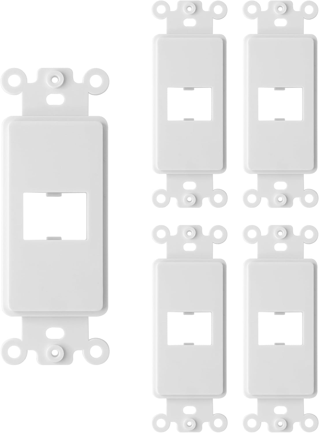 1-Port Decorator Insert, Wall Plate Adapter for HDMI, Keystone, Ethernet (White, 5 Pack)