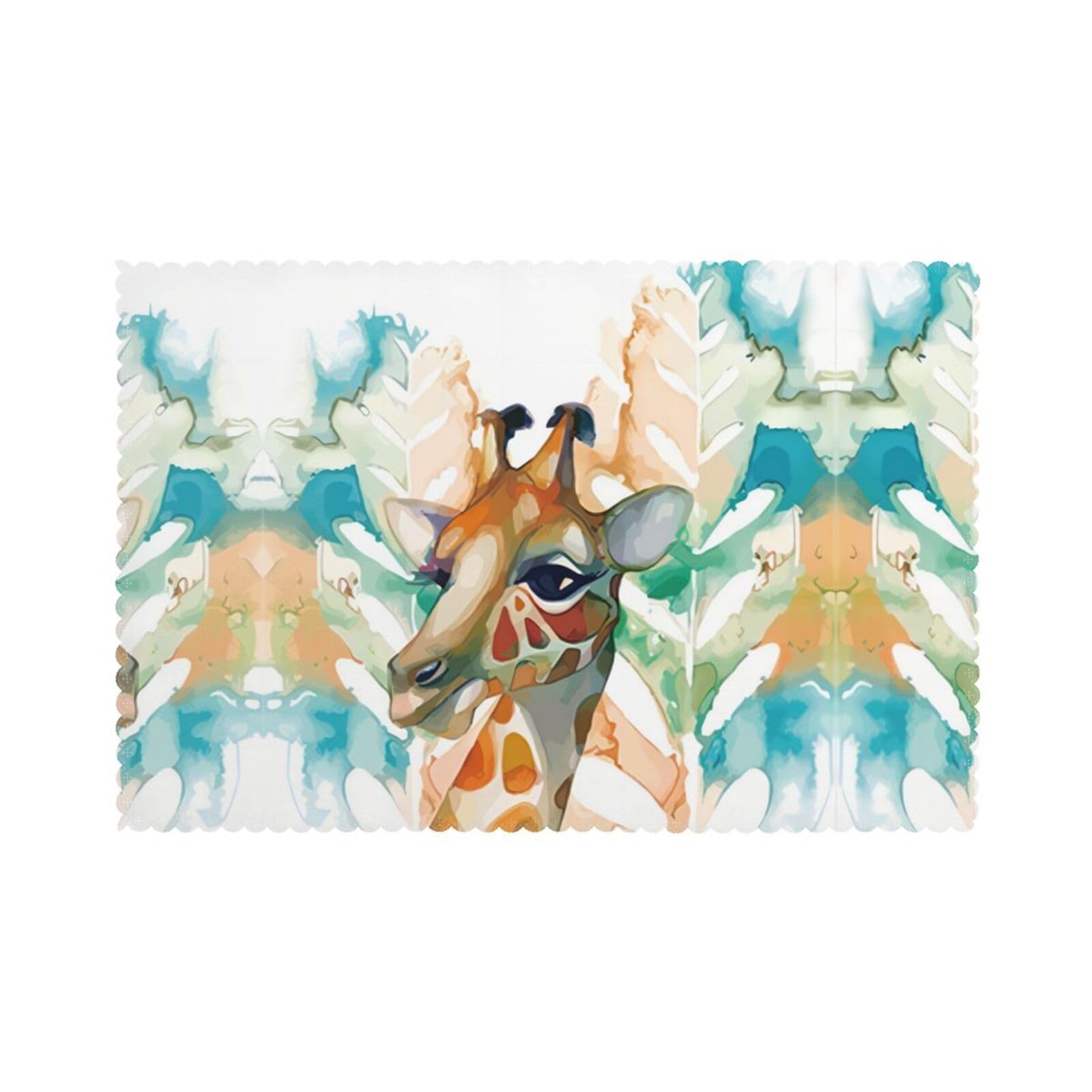 giraffe Printed table mat set (6 pieces) - Aesthetic upgrade for family gatherings and hotel banquets