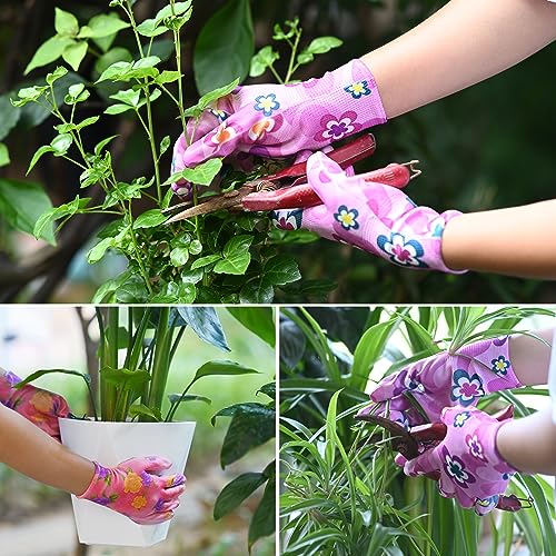 Care Home 3 Pairs Garden Gloves For Women, Breathable Nitrile Coated Gardening Work Gloves For Women thumb #4