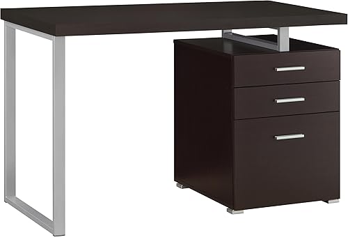 Vista 4 de Coaster Home Furnishings Brennan - Escritorio moderno y contemporáneo de 3 cajones con cajones para computadora, mesa de estudio, archivador