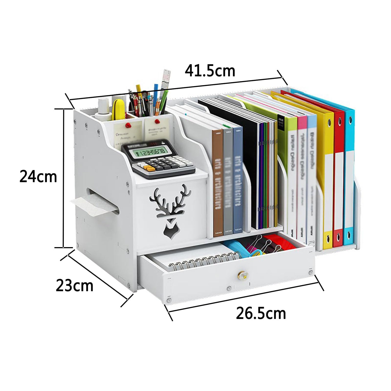 Organizador de Almacenamiento de estantería de PVC de Estilo Moderno con 1 cajón, Organizador de Almacenamiento de Escritorio pequeño, estantería de Escritorio para Suministros de Oficina o maquilla