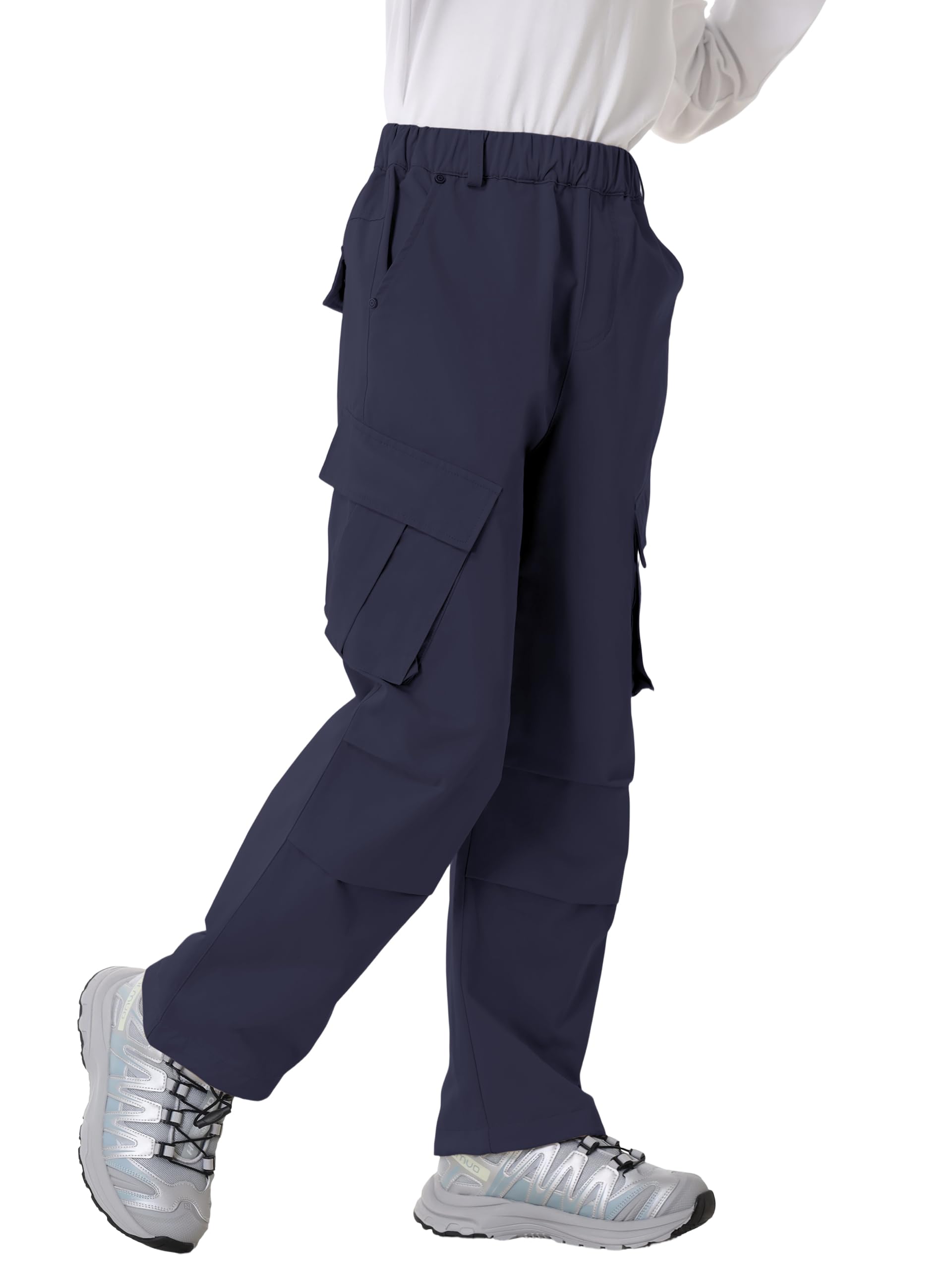 Rolanko Pantaloni Cargo per Ragazzi, Vita Elastica Pantaloni da Jogging Chino a Gamba Dritta in Cotone con Multitasche per Bambini 7-15 Anni