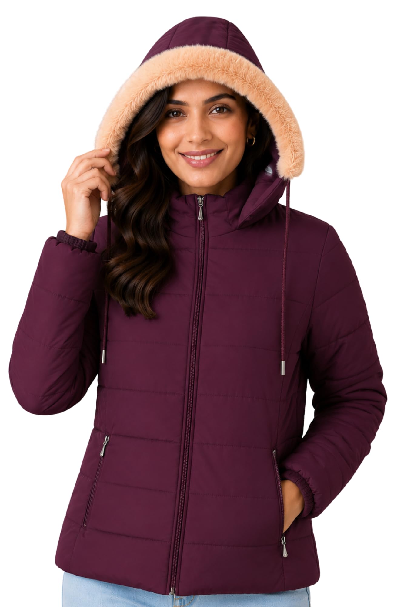 sane originals Winter Jacket for Women with Detatchable Hoodie Cap || Lightweight Full Zipper Regular Fit Warm Jacket for Ladies-picture-37