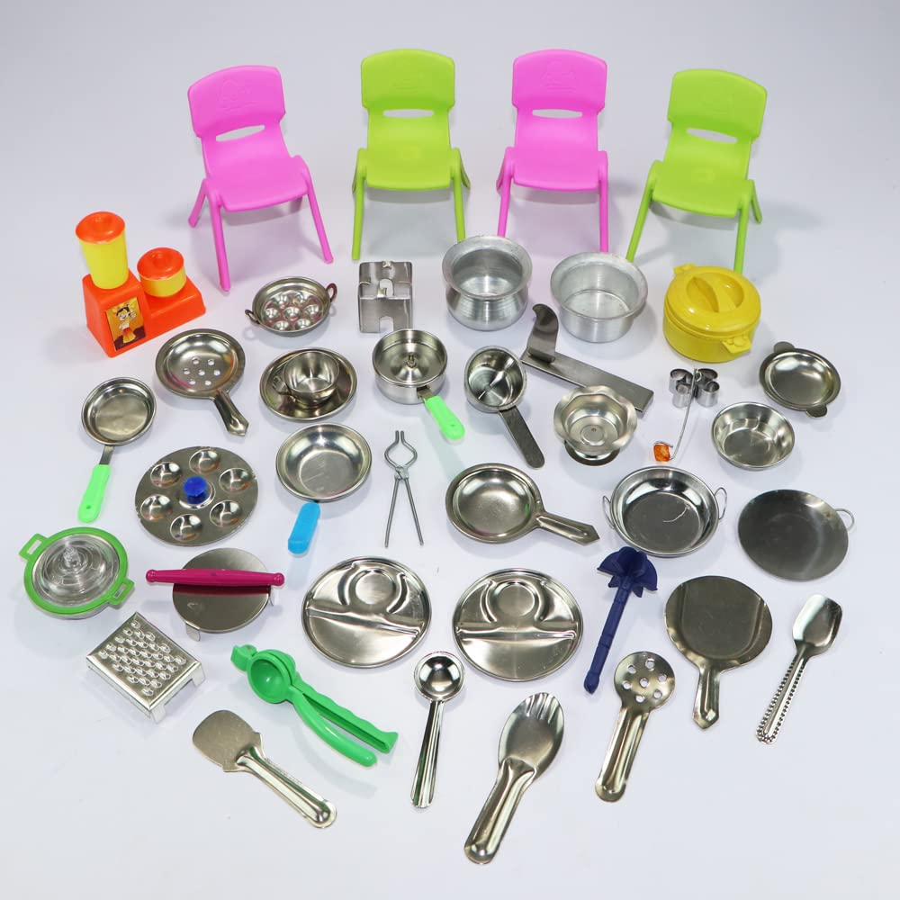 40 Pcs - Miniature Kitchen Set, Mini Kitchen Set for Kids, Choppu Jaman, Stainless Steel Kitchen Set for Girls, Miniature Cooking Set - (Pack-40) (B09NL32TMW) Amazon Price History, Amazon Price Tracker
