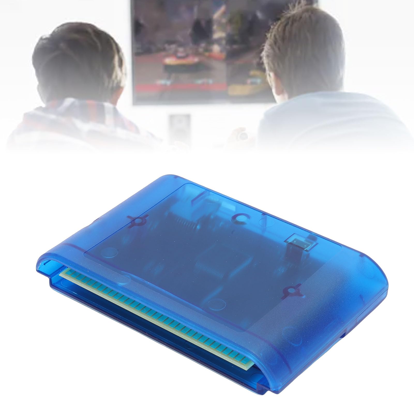 Plyisty Cartouche de Jeu Mega Drive V3 Pro pour Genesis et Master System, Carte Flash Tout-en-un avec Carte TF de 4 Go, Fonction de Sauvegarde et Prise en Charge des Triches, pour (BLUE)