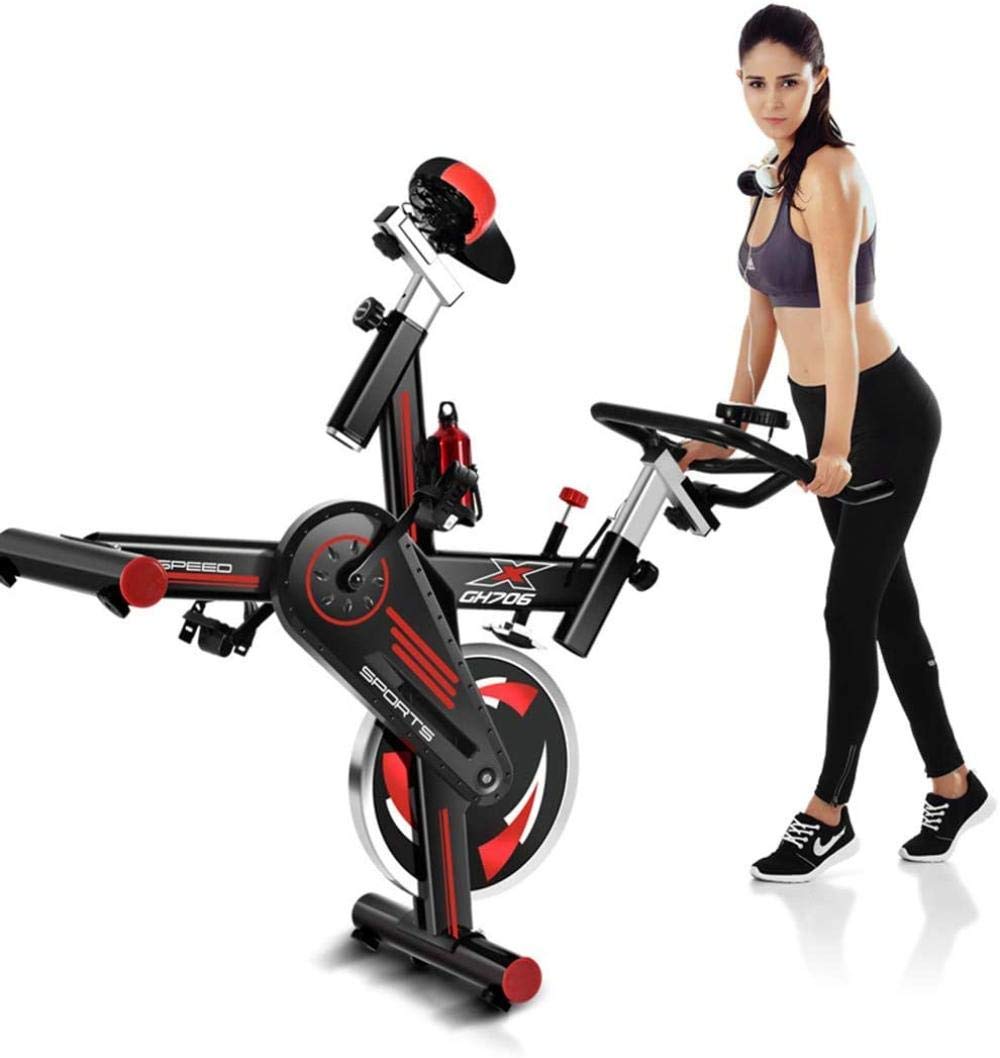 Rowery treningowe Domowy wyjątkowo cichy rower fitness z pedałami Sprzęt do ćwiczeń Profesjonalny regulowany kryty rower treningowy do odchudzania Spinning z wyświetlaczem LCD (biały) (czarny)