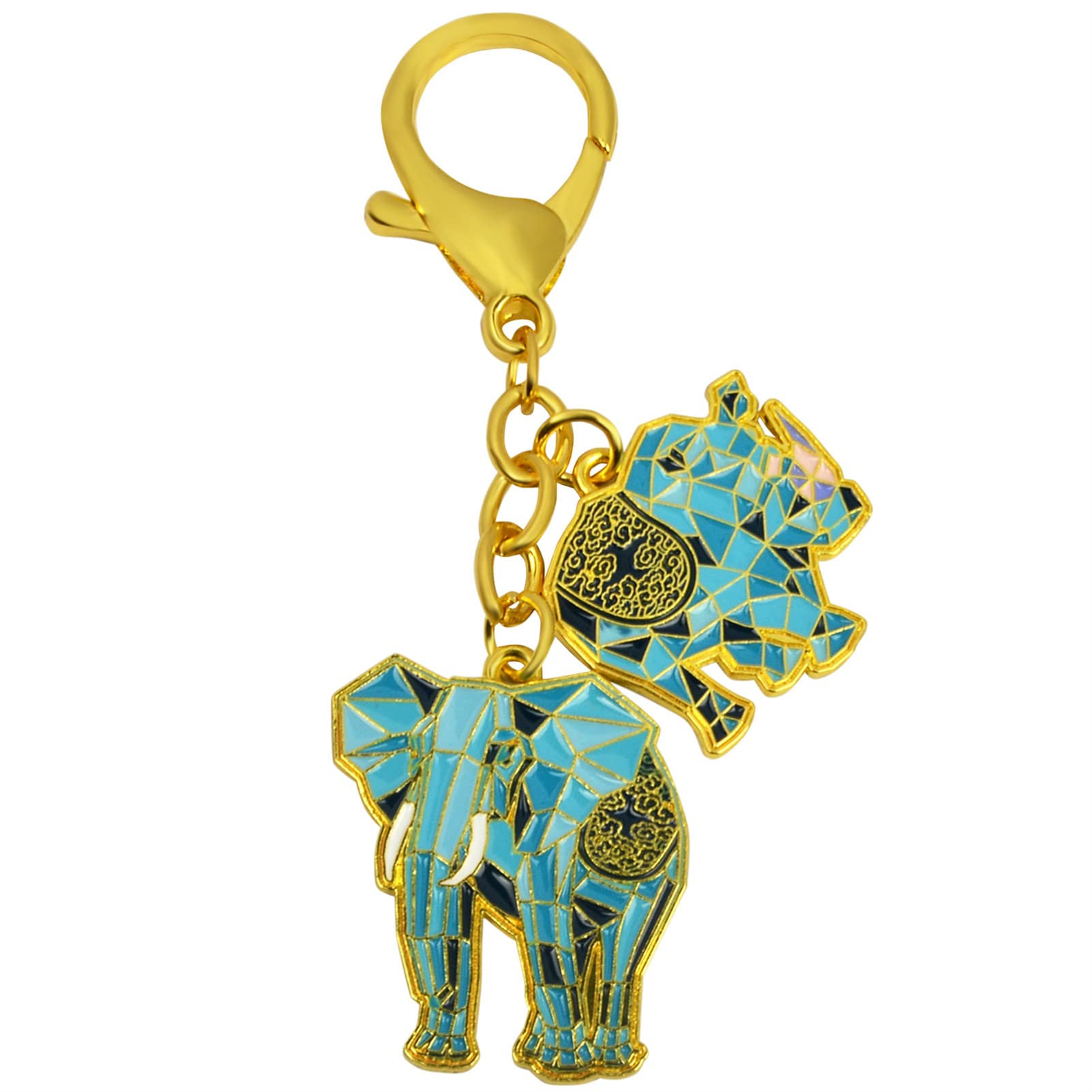 Feng Shui Elephant & Cosmic Rhino Amulet Good Fortune Against Theft Amulet